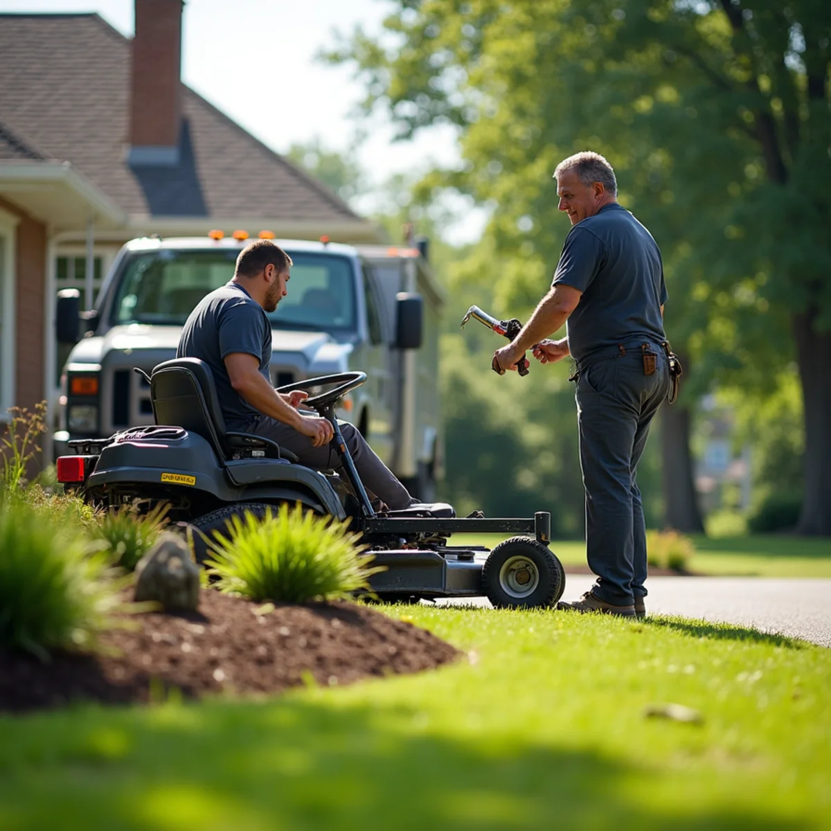 Hernandez Landscaping & Lawn Care Services crew at work on a Georgetown, KY property