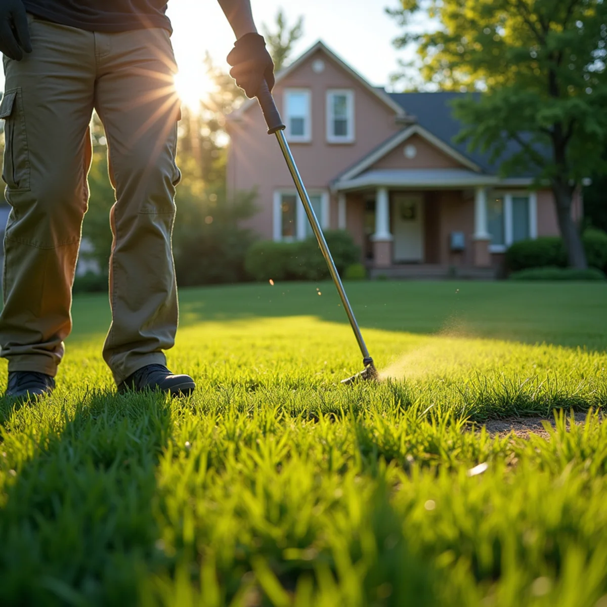 Drought-stressed lawn with armyworm damage in Central Kentucky